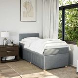vidaXL - Boxspring - met - matras - stof - lichtgrijsx200 - cm