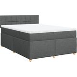 vidaXL Boxspring met matras stof donkergrijs 160x200 cm