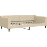 vidaXL Slaapbank met onderschuifbed 100x200 cm stof crèmekleurig