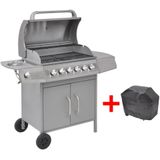 VidaXL Gasbarbecue 6+1 Kookzone Zilver - Krachtige BBQ met Ruime Kookmogelijkheden