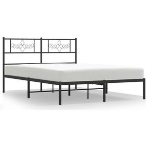 vidaXL-Bedframe-met-hoofdbord-metaal-zwart-150x200-cm