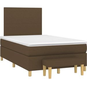 vidaXL Boxspring met matras stof donkerbruin 120x190 cm