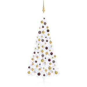 vidaXL Kunstkerstboom met verlichting en kerstballen half 180 cm wit