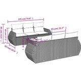 vidaXL - 7-delige - Loungeset - met - kussens - poly - rattan - lichtgrijs