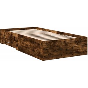 vidaXL Bedframe met lades bewerkt hout gerookt eikenkleurig 90x200 cm