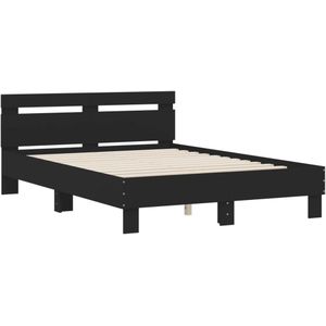 vidaXL Bedframe met hoofdbord bewerkt hout zwart 120x200 cm