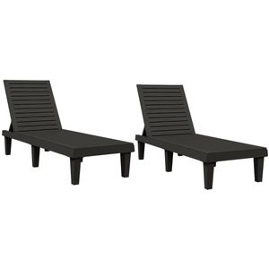 VidaXL Ligbedden - Set van 2 - 155x58x83 cm - Polypropeen - Zwart