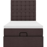 vidaXL Ottoman bed met matras en LED's 90x190cm stof donkerbruin