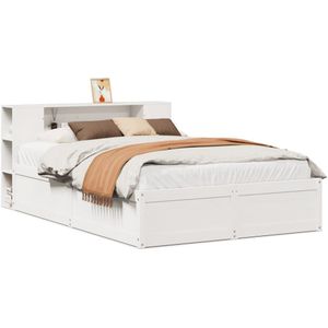 vidaXL Bedframe zonder matras massief grenenhout wit 160x200 cm