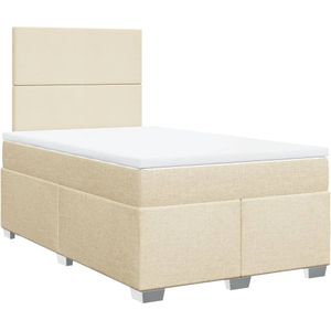 vidaXL Boxspring met matras stof crèmekleurig 120x190 cm