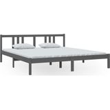 vidaXL Bedframe massief hout grijs 180x200 cm