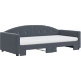 vidaXL Slaapbank onderschuifbed matrassen 100x200cm fluweeldonkergrijs