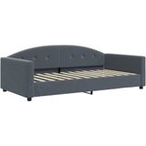 vidaXL Slaapbank onderschuifbed matrassen 100x200cm fluweeldonkergrijs