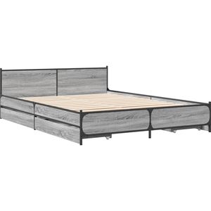 vidaXL Bedframe met lades bewerkt hout grijs sonoma eiken 140x190 cm