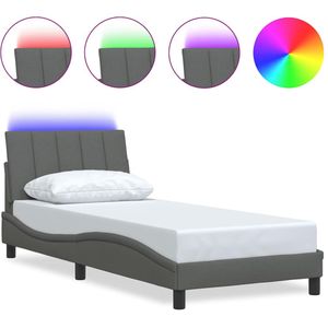 vidaXL Bedframe zonder matras 90x190 cm stof donkergrijs