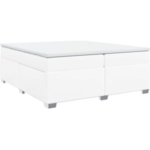 vidaXL Boxspring met matras kunstleer wit 200x200 cm