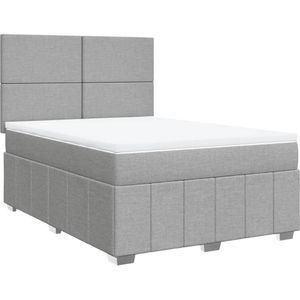 vidaXL Boxspring met matras stof lichtgrijs 160x200 cm