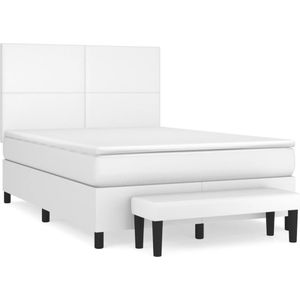 vidaXL Boxspring met matras kunstleer wit 140x200 cm