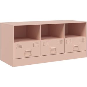 vidaXL Tv-meubel 99x39x44 cm staal roze