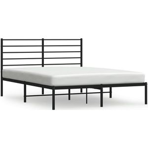 VidaXL Bedframe Hoofdbord Metaal Zwart 140x200 cm