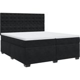 vidaXL Boxspring met matras fluweel zwart 200x200 cm