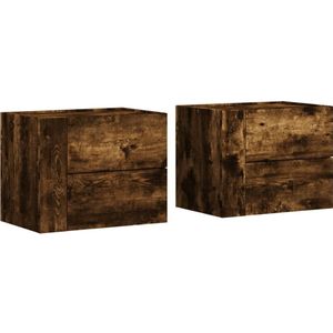 vidaXL Nachtkastjes 2 st wandgemonteerd 45x30x35 cm gerookt eikenkleur