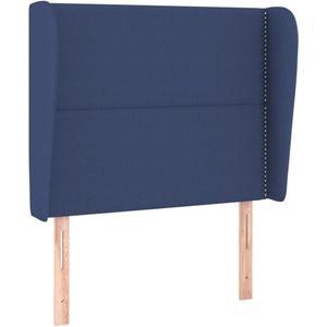 vidaXL Hoofdbord met randen 103x23x118/128 cm stof blauw