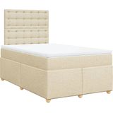 vidaXL Boxspring met matras stof crèmekleurig 120x200 cm