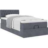 vidaXL Ottoman bed met matras 100x200 cm fluweel donkergrijs
