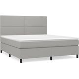 vidaXL Boxspring met matras stof lichtgrijs 180x200 cm