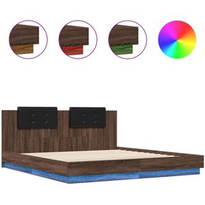 vidaXL Bedframe met hoofdbord en LED bruin eikenkleurig 180x200 cm