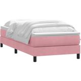 vidaXL - Boxspring - met - matras - fluweel - rozex220 - cm