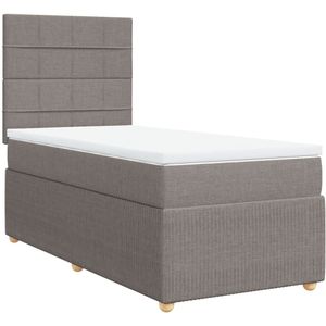 vidaXL Boxspring met matras stof taupe 100x200 cm