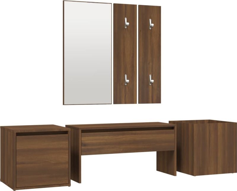 VidaXL Halmeubelset Bewerkt Hout Bruineikenkleurig