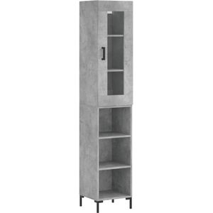vidaXL - Hoge - kast,5x34x180 - cm - bewerkt - hout - betongrijs