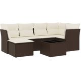 vidaXL 7-delige Loungeset met kussens poly rattan bruin