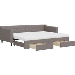 vidaXL Slaapbank met onderschuifbed en lades 80x200 cm stof taupe