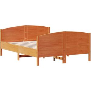 vidaXL Bedframe met hoofdbord grenenhout wasbruin 140x200 cm