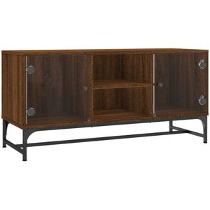 VidaXL-Tv-meubel-met-glazen-deuren-102x37x50-cm-bruineikenkleurig