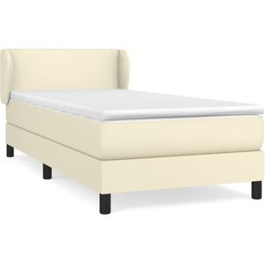 vidaXL Boxspring met matras kunstleer crèmekleurig 100x200 cm