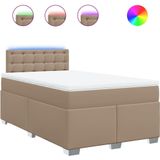 vidaXL Boxspring met matras kunstleer cappuccinokleurig 120x200 cm