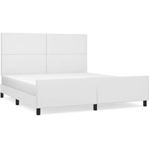 vidaXL Bedframe met hoofdbord kunstleer wit 160x200 cm