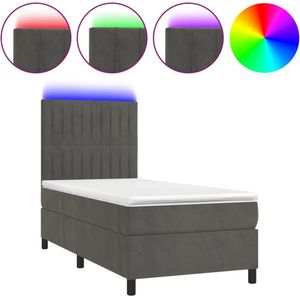 vidaXL Boxspring met matras en LED fluweel donkergrijs 80x200 cm
