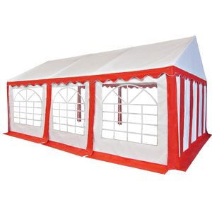 vidaXL Tuinpaviljoen 4x6 m PVC rood en wit