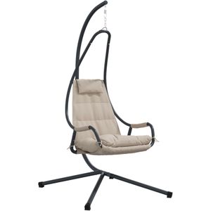 vidaXL Hangstoel met standaard en kussen in taupe staal