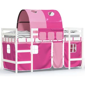 vidaXL-Kinderhoogslaper-met-tunnel-90x190-cm-massief-grenenhout-roze