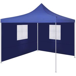 vidaXL Vouwtent met 2 wanden 3x3 m blauw