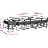 vidaXL 15-delige Tuinset met kussens poly rattan bruin