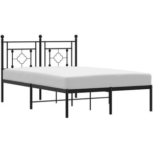 vidaXL Bedframe met hoofdbord metaal zwart 120x200 cm