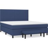 vidaXL Boxspring met matras stof blauw 180x200 cm